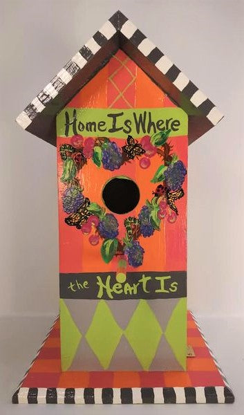 Birdhouse with Sunflowers, Blackberries and Butterflies